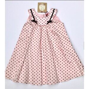 $139 NWT Floriane 2 2T Yoke Midi Dress Easter Pink Brown Polka Dots Sundress